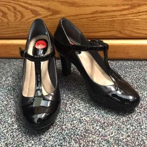 Mary Jane Wingtip T-strap Heels